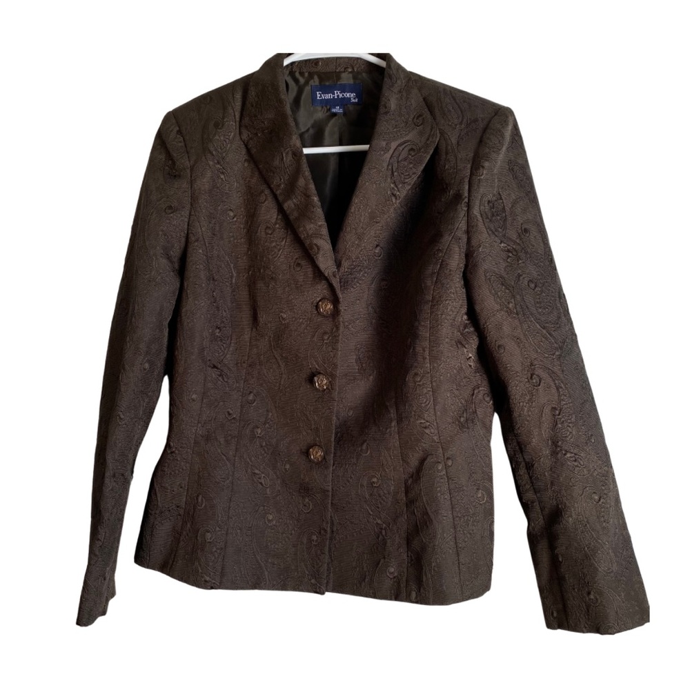 Evan-Picone Suit Jacket Women’s Size 12 Black with Paisley pattern